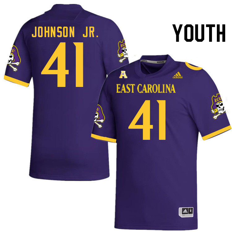 Youth #41 DJ Johnson Jr. ECU Pirates College Football Jerseys Stitched Sale-Purple - Click Image to Close
